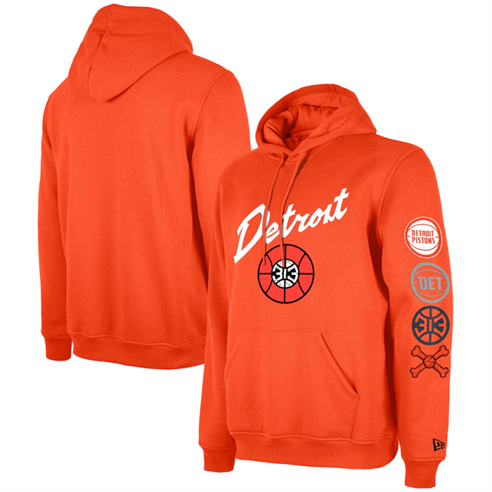 Men's Detroit Pistons Orange 2023/24 City Edition Pullover Hoodie